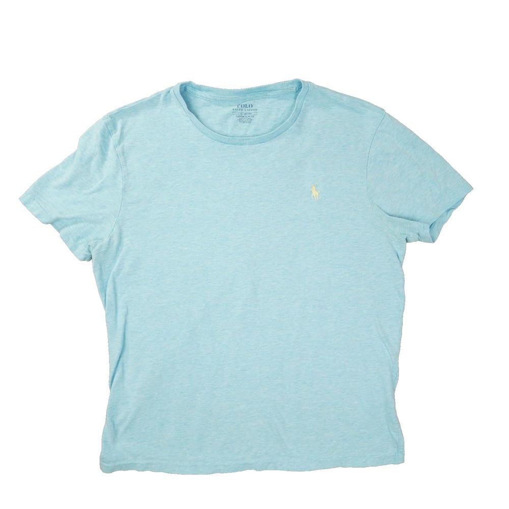 Polo Ralph Lauren Custom Slim Fit Crew Neck T shirt Men's Large Aqua Blue Preppy